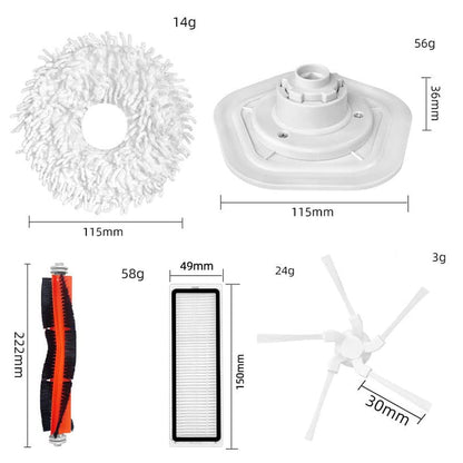 Chuancheng 15Pcs Accessory Kit Replacement for Xiaomi Dreame W10/W10 Pro Robot Vacuum, 1 Main Roller Brush, 6 Side Brushes, 4 Filters, 2 Mopping Pads, 2 Mop Holders