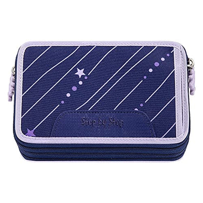 Step by Step XXL pencil case, Pegasus Emily, pink-purple, three compartments, 43 pieces, pre-filled with writing utensils, for 1st to 4th grade.