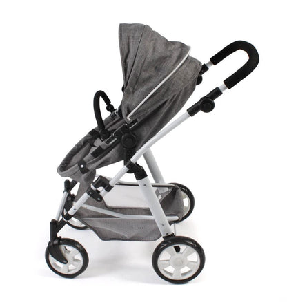Bayer Chic 2000 - Doll carriage Nele, 2in1 combination doll carriage for children aged 4 to 8 years, denim gray, 45cm-84cm
