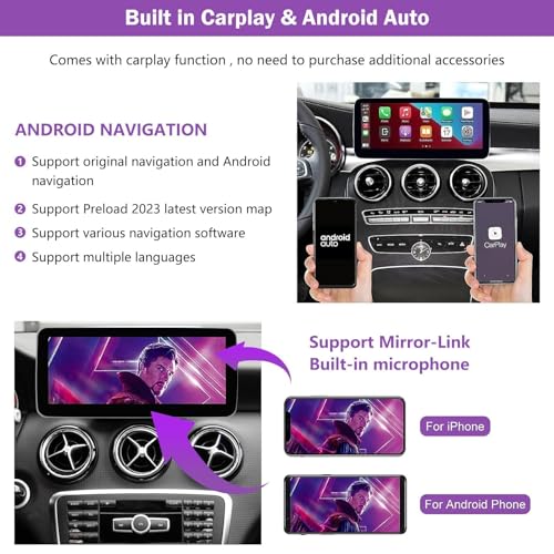 Android 13 Car Radio 12.3'' Touchscreen for 2013-2015 Mercedes Benz A/B-Class GLA CLA W176 W246 C117 X117 X156 with NTG 4.5/4.7, supports Apple Carplay, Android Auto, Mirror Link, 8G+128G