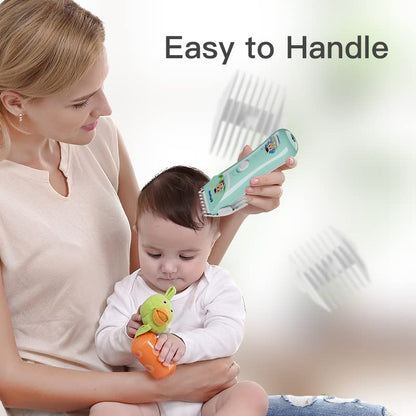 ENSSU Electronic Baby Hair Clipper, Waterproof Kids Quiet Hair Trimmer with 2 Guide Combs, Cordless Children's Haircutting with Safe Ceramic Blades.