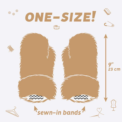 Fur-lined Alaskan Mittens - Women's Fur Gloves - Winter Gloves with Fur (Gray with Brown Alaskan)