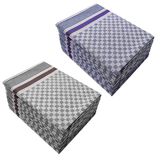 Top Fuel Fashion 20-piece set tea towels kitchen towel dish towels kitchen hand towel checkered cotton anthracite + blue