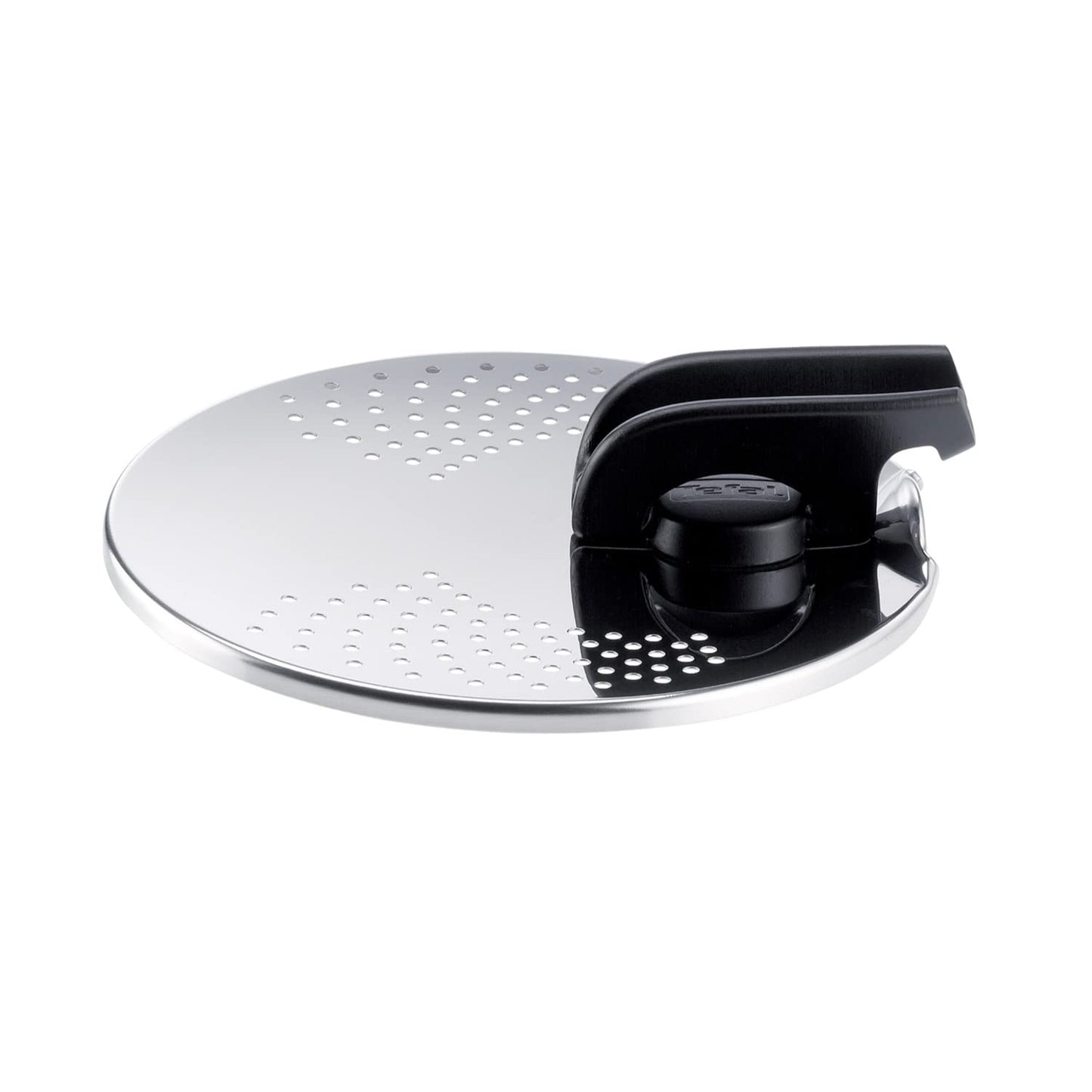 Tefal Ingenio draining lid, stainless steel, easy storage, various diameters, Ingenio, dishwasher safe, L9829402, stainless steel and black, lid for draining racks 14-20 cm.