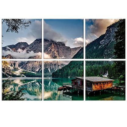 JBER JBER Art Acoustic Panels, 6-pack self-adhesive large wall art paintings for wall decoration, sound-absorbing panels for recording studio, living room, and bedroom, 72x48inchMountain Cabin