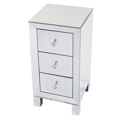 LEADZM nightstand glass with 3 drawers, 1 piece, side table bedside cabinet, storage cabinet, for living room, bedroom, office, bathroom, etc., 30 x 30 x 60 cm (1)