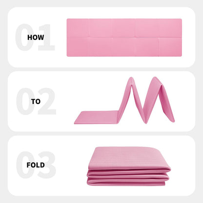 Good Night Folding Yoga Mat Non-slip Portable Fitness Mat Foldable Lightweight Gymnastics Mat Pilates Sport Travel Yoga Mat 183 x 61 x 0.6 cm (Pink)