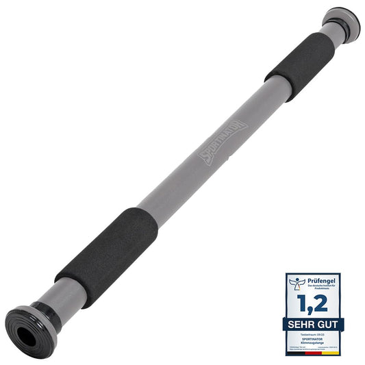 SPORTINATOR® Doorway Pull-Up Bar for your home gym. Length 60-102 cm, compact, secure & easy to install without drilling, supports up to 150 kg (gray)