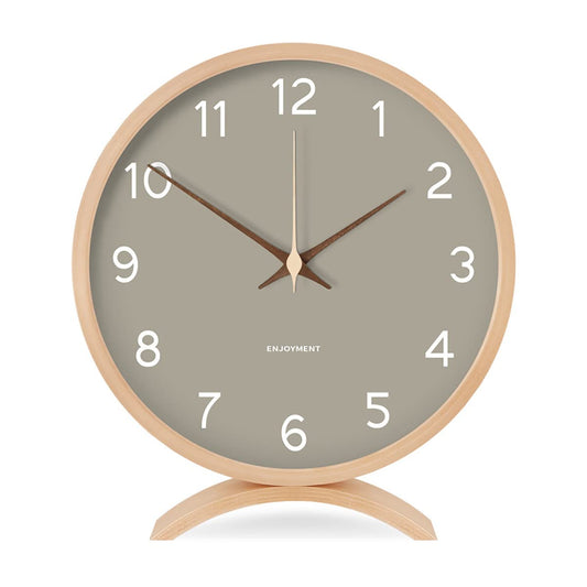 Maxspace table clock analog, 21cm wood battery operated, no ticking for bedroom office living room decor modern