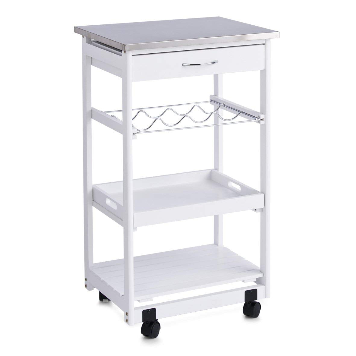 Zeller 13772 kitchen trolley with stainless steel top, white, approx. 47 x 37 x 82 cm
