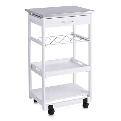 Zeller 13772 kitchen trolley with stainless steel top, white, approx. 47 x 37 x 82 cm