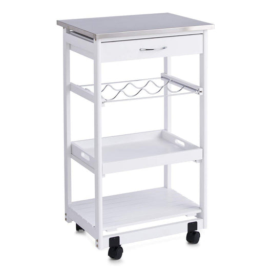 Zeller 13772 kitchen trolley with stainless steel top, white, approx. 47 x 37 x 82 cm