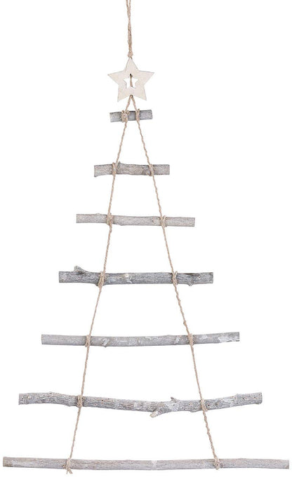 British Garden Decor: 2 decorative wooden ladders in the shape of a Christmas tree to hang up, 48 x 78 cm (Christmas decoration wooden ladder, wooden Christmas tree, fairy lights)