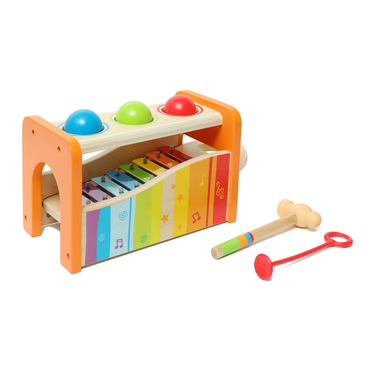 Hape xylophone and hammer game with extendable xylophone, multifunctional wooden toy, suitable for ages 12 months and up.