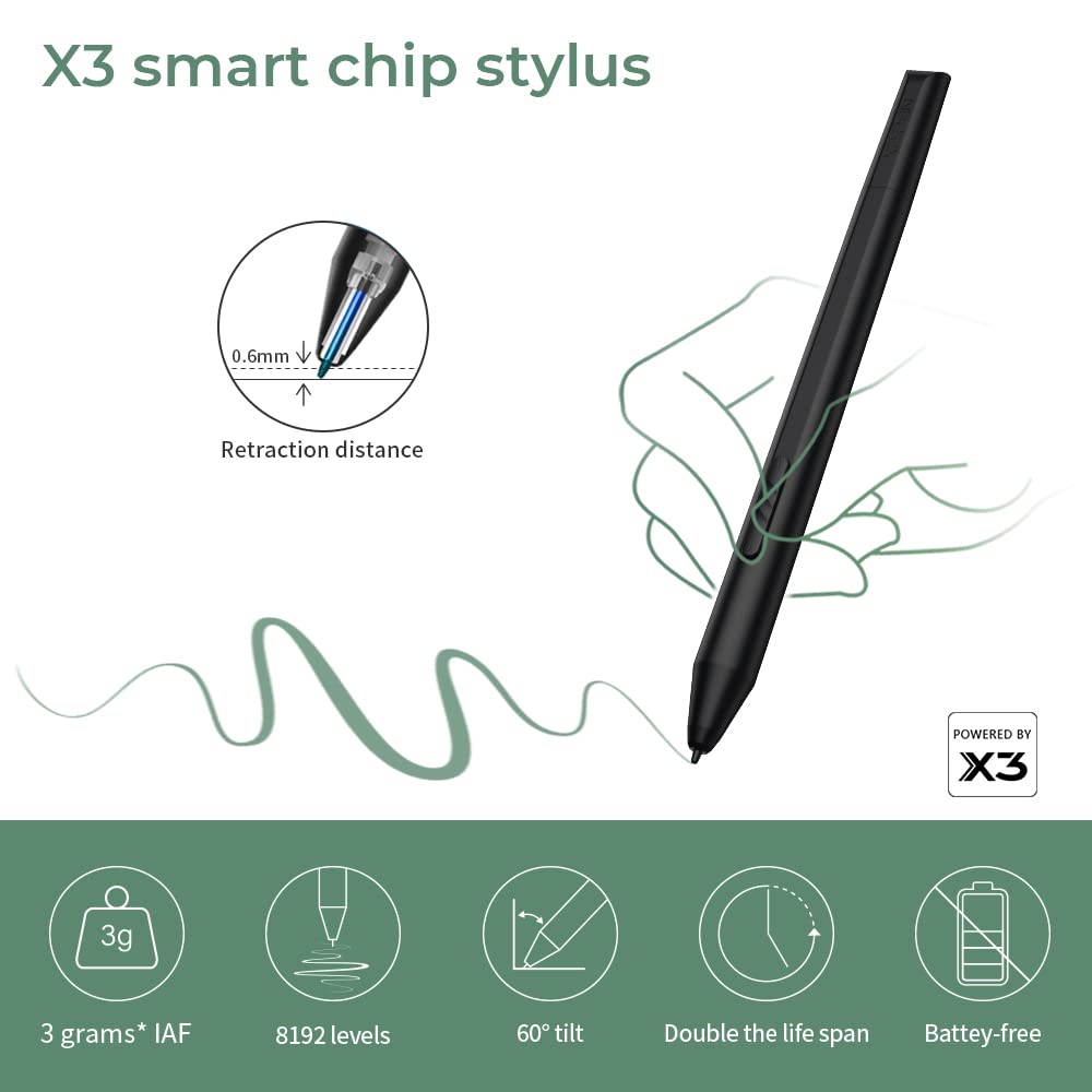 XP-PEN Deco L Graphics Tablet 10" x 6" Drawing Tablet with X3 Elite Stylus, 8192 Levels of Pressure Sensitivity, 8 Shortcut Keys, compatible with Windows/Mac/Android/Chrome OS/Linux (Green)