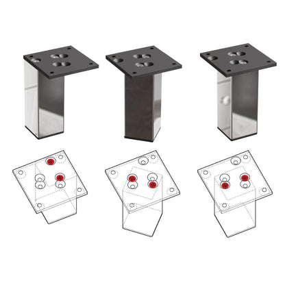 Exclusive Sossai furniture legs E4MF, set of 4, height: 60 mm, chrome, made of aluminum 45 x 45 mm square profile, legs for chest of drawers, cabinet, showcase, bathroom cabinet