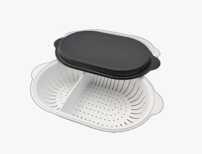 Tupperware SMALL Super Servierstar 2.5 L Sieve Server Thermo-Duo Kitchen Utensil with sieve in black and white Chef Keep warm Warmie Tups Sieve