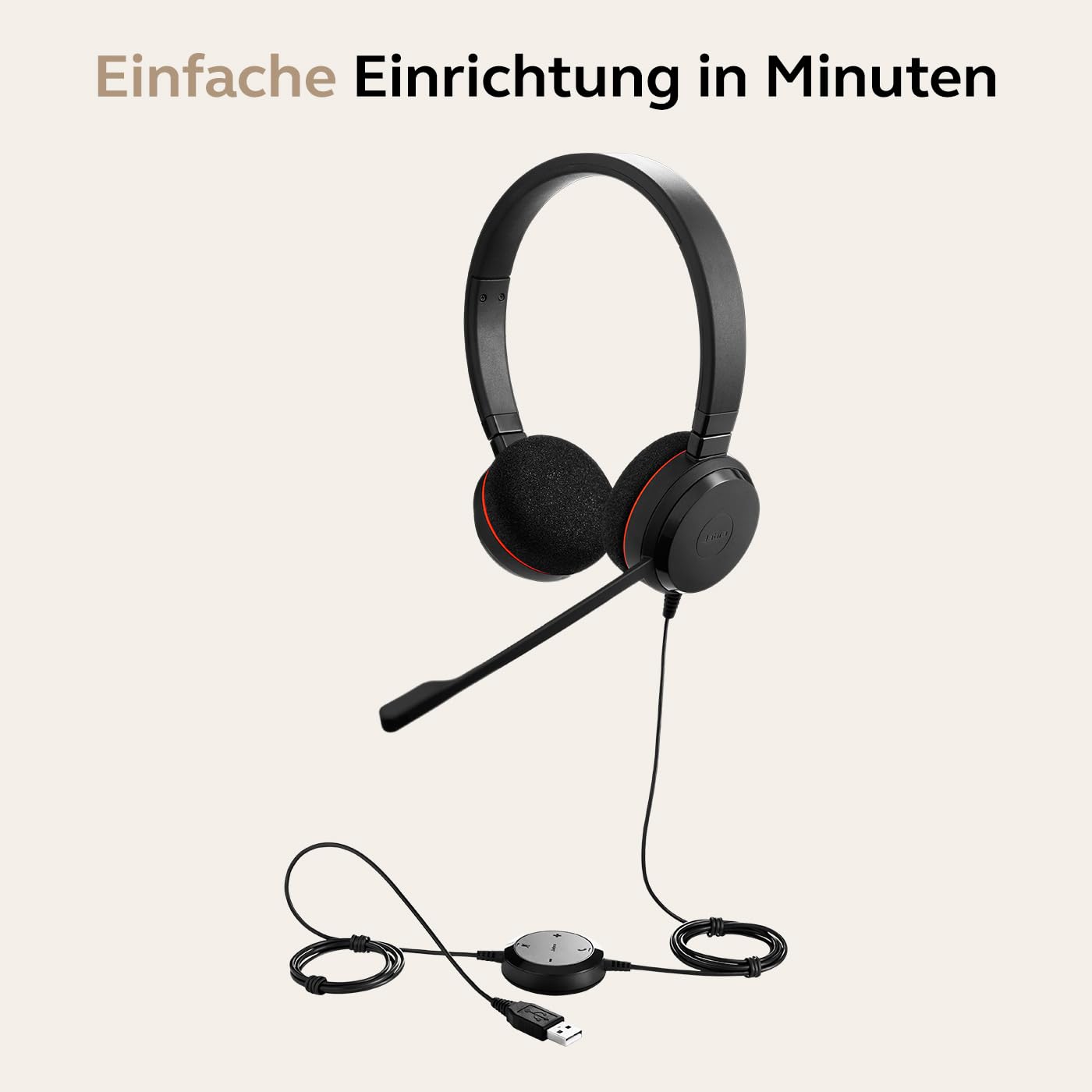 Jabra Evolve 20 UC Stereo Headset with Microphone - Unified Communications headphones for VoIP softphone with passive noise-cancelling - USB cable with call control - Black