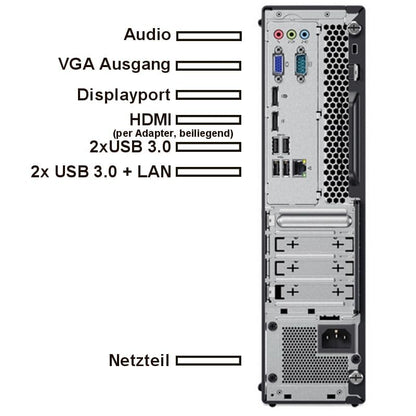 Lenovo ThinkCentre - Fast PC with Intel Core i7 6700 - Silent computer for office & home office with 4.00 GHz - 32 GB - 1000 GB SSD - USB3.0 - WLAN - incl. Windows 11 Pro and Office 2010 | 7715