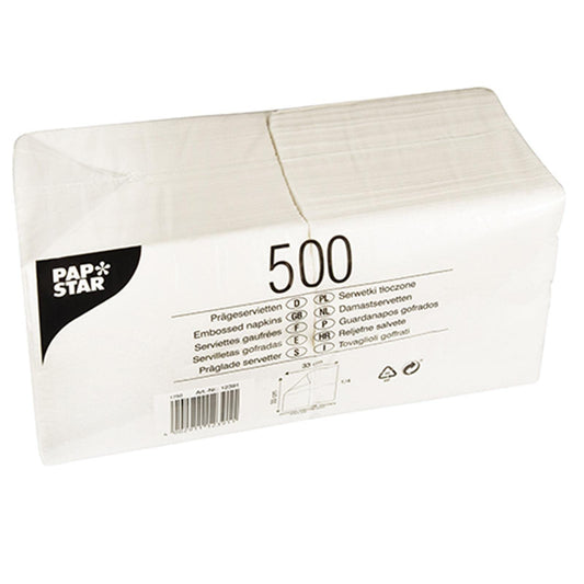 PAPSTAR napkins, 330 x 330 mm, 1-ply, white 12391 & 11062 250 plates, cardboard "Pure" square 13 x 20 cm, white