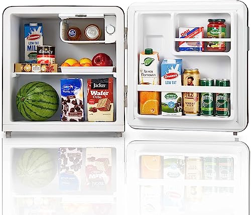 Comfee RCD50DK1RT(E) Mini Fridge / Retro Fridge / 47L Cooler / 50 cm Height / 100 kWh/Year / Adjustable Temperature Control / Adjustable Feet / Black
