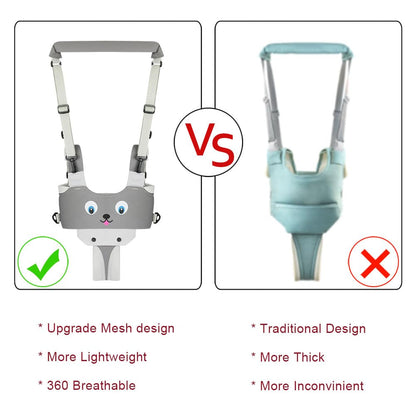 Vicloon Baby Walking Helper Walking Aid for Baby, Adjustable with Safety Buckle and Magic Stickers, Breathable Standing Walking Learning Helper Walker (Puppy - gray)