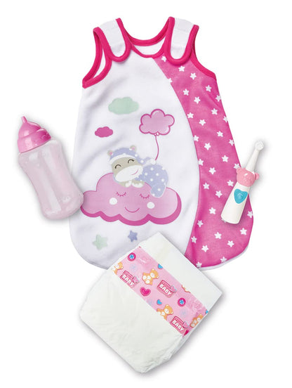 Simba 105030069 - New Born Baby Doll, Full Vinyl Doll & 105400001 - Laura Good Night Baby Accessories, Sleeping Bag