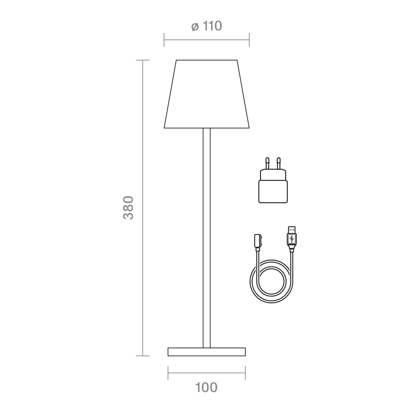 SIGOR Nuindie - Dimmable LED battery-powered table lamp for indoor & outdoor use, IP54 splash-proof, 38 cm in height, rechargeable with Easy Connect, 12 h runtime, plum blue