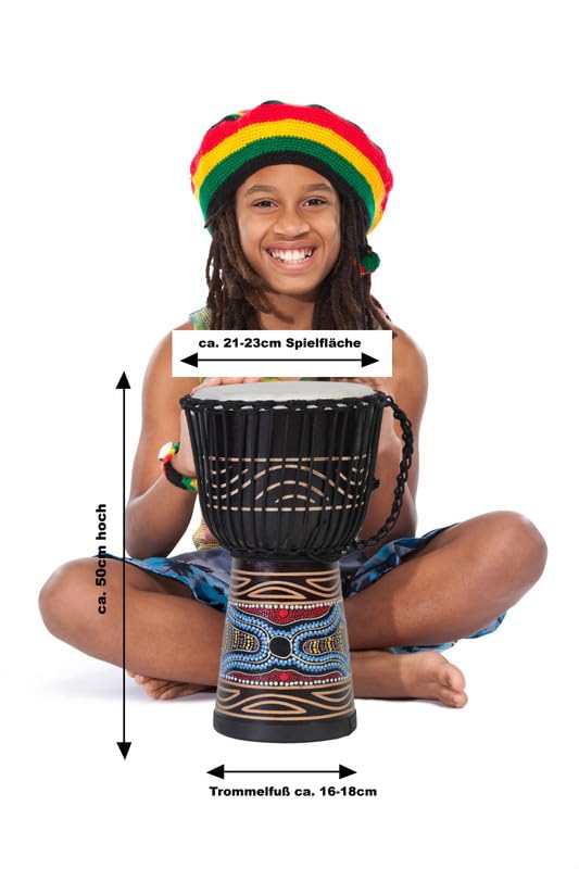50cm professional Djembe drum Bongo drum bush drum percussion motif colorful pattern Africa style - (great instrument for ladies and teenagers good bass)