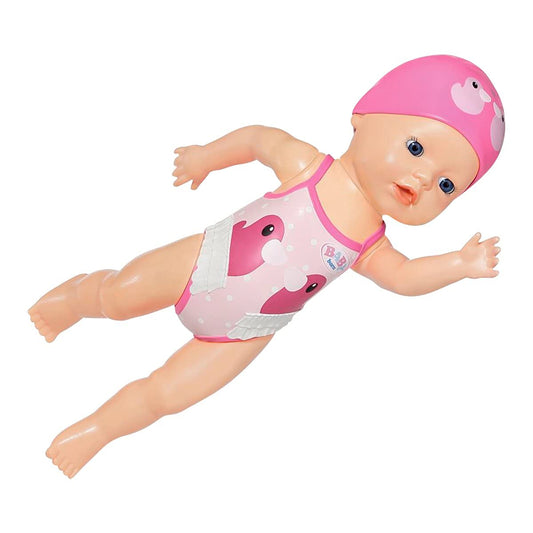BABY born My First Swim Girl, wind-up bathing doll, waterproof, battery-free, 30 cm tall doll, 834060 Zapf Creation, Pink