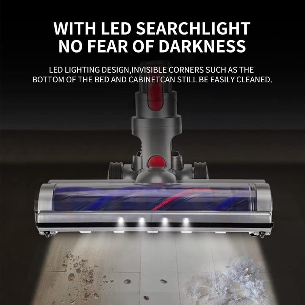 Brush compatible with Dyson V7, V8, V10, V11, V15 vacuum cleaners. Electric brush with direct drive and 4 front lights for hard floors and low-pile carpets.