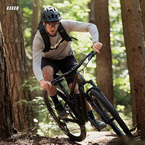 AARON MTB bicycle grips, sporty handlebar grips made of non-slip rubber, Gray Blue Lock-On Gel grips with handlebar end caps for mountain bike, trekking bike, e-bike, crossbike, fixie and more.