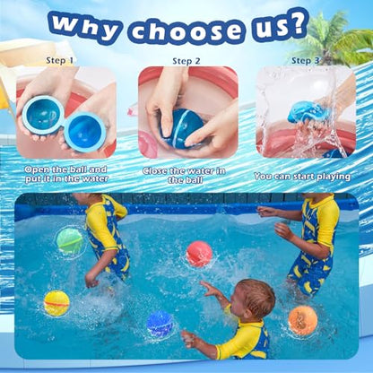 Betensh Reusable Water Balloons 5 Pack, Magnetic Water Balloons, Outdoor Water Toys for Summer Party, Water Park