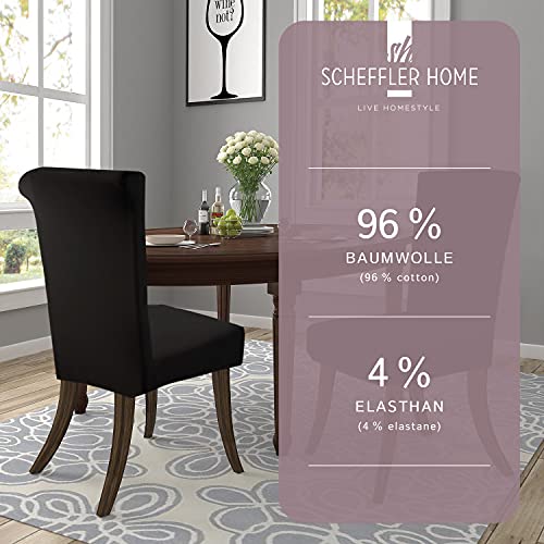 SCHEFFLER-Home Natalie Stretch Chair Covers Cotton/ Chair Covers Black/ Chair Cover Set of 4/ Chair Cover for Swing Chairs washable/ elegant Stretch Chair Cover High Backrest.