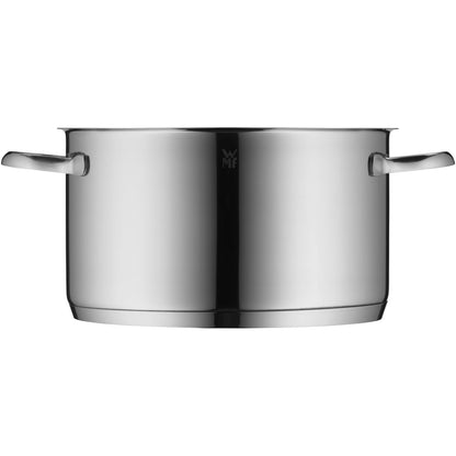 WMF Aparto pot large 24cm, with glass lid, pot for meat, suitable for induction, 5.7l, Cromargan stainless steel, high gloss polished, ovenproof, uncoated