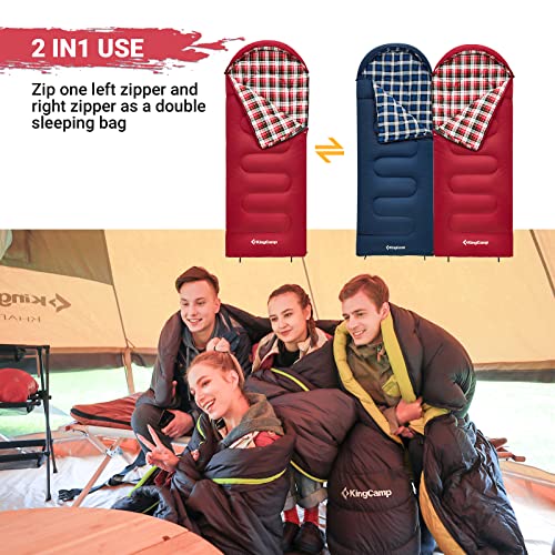 KingCamp sleeping bag Flannel 3-4 seasons, adult sleeping bag, cotton warm blanket sleeping bag portable lightweight, waterproof camping sleeping bag for trekking travels, hiking