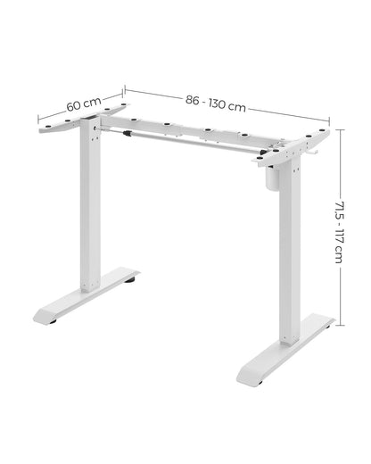 SONGMICS electric height adjustable desk frame, desk stand, without tabletop, with hooks, infinitely adjustable, memory function, steel, white LSD018W01
