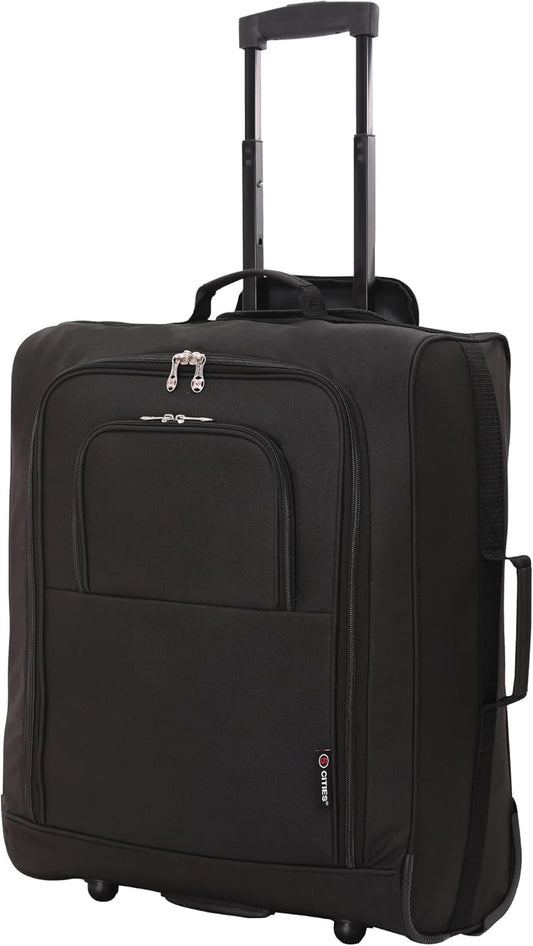 5 Cities 56x45x25 Trolley Suitcase Easyjet/British Airways/Jet2 Maximum size of cabin travel bag flight bag travel bag airplane, 56 cm, 60 liters, 2 year warranty (Black)