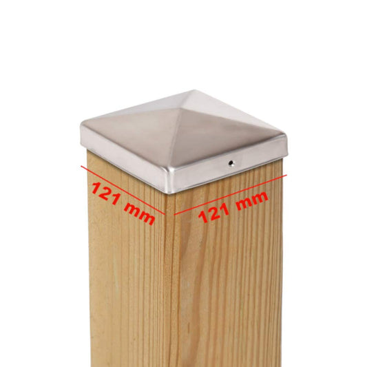 6 x Post Cap Pyramid 121 x 121 mm Stainless Steel