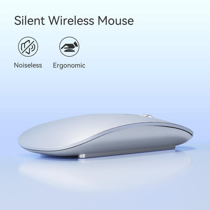 Uiosmuph Bluetooth Mouse, Wireless Mouse with USB Nano Receiver, Tri-Mode (Dual Bluetooth 5.1 + 2.4GHz) Quiet Wireless Mouse Rechargeable for Laptop, PC, iPad, Mac Silver