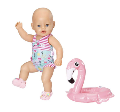 BABY Born Little Sister Mermaid 46 cm, waterproof mermaid doll Holiday Swim Fun, set for dolls with clogs, swim ring, and swimsuit, for 43 cm dolls, 831731 Zapf Creation