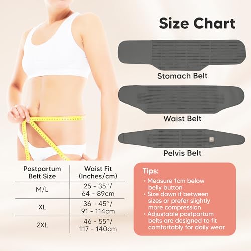 KeaBabies Revive 3 in 1 Postpartum Belt for Women - Belly Belt After Birth C-Section, Postpartum Recovery Belt, Belly Wrap After Birth, Pregnancy Belly Band (Mystic Gray, M/L)