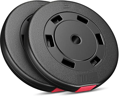 Hop-Sport weight plates set 5, 10, 20, 30 kg plastic weights 30 mm dumbbell weight plates (4 x 2.5 kg)
