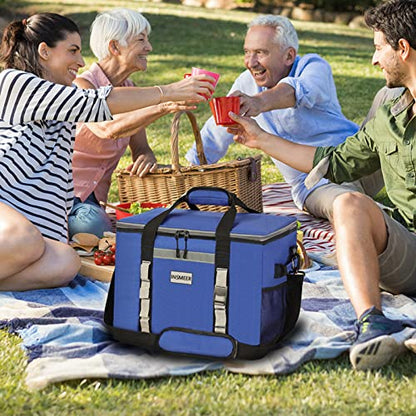 INSMEER 48L Cooler Bag Large Foldable, 65 Can Cooler Bag Thermal Bag Insulated Bag for Drinks, XXL Waterproof Heat Resistant Shopping Bag for Excursion, Picnic, Camping, Hiking, Beach