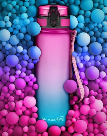 My Vesperbox 1L water bottle - leak-proof & BPA-free - for kids & adults - includes spare seal, cleaning brush, fruit infuser & optional straw - perfect for school, office, sports & leisure.