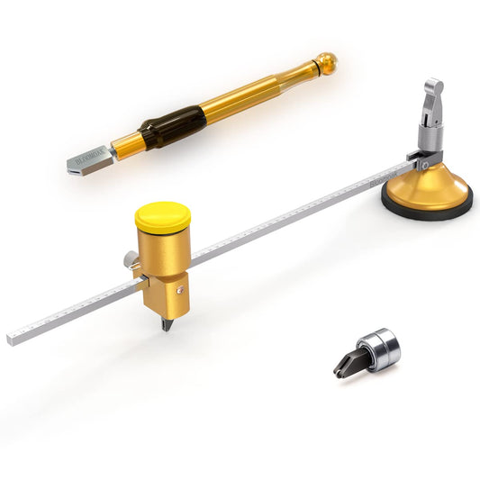 Bloomoak glass circle cutter, heavy-duty adjustable compass type glass circle cutter, diamond glass circle cutter tool set 60cm.