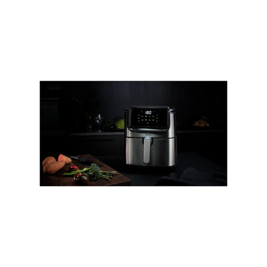 AEG AF6-1-6ST Hot Air Fryer (Frying, Grilling, Roasting, Baking with little to no oil, 8 pre-set programs, XXL capacity, dishwasher safe, LED touch display, programmable, stainless steel)