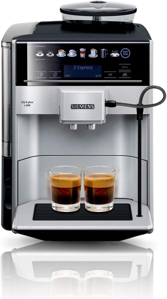 Siemens EQ.6 plus s300 fully automatic coffee machine TE653501DE, profile storage, 1,500 watts, silver & TZ70033A Brita Intenza water filter, reduces water hardness, 3 pieces, white