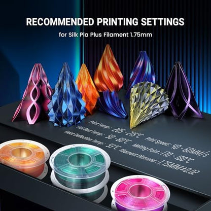 SUNLU Silk PLA Plus 3D printer filament, two-color glossy PLA+ filament 1.75mm, silk textures, 360° rotation reveals diverse colors, dimensional accuracy +/-0.02mm, 1kg spool (2.2lbs), Black White.