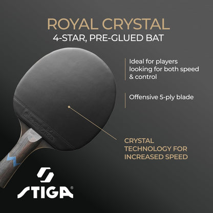 STIGA Royal Crystal Table Tennis Racket - High-speed racket with ITTF-approved STAR 4 rubber, 2.0mm sponge, and Crystal Technology - Perfect for fast and precise ping pong games.